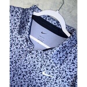 Nike Dri-Fit Polo Men’s XL Gray Blue Camo Pattern Athletic Golf Shirt Swoosh